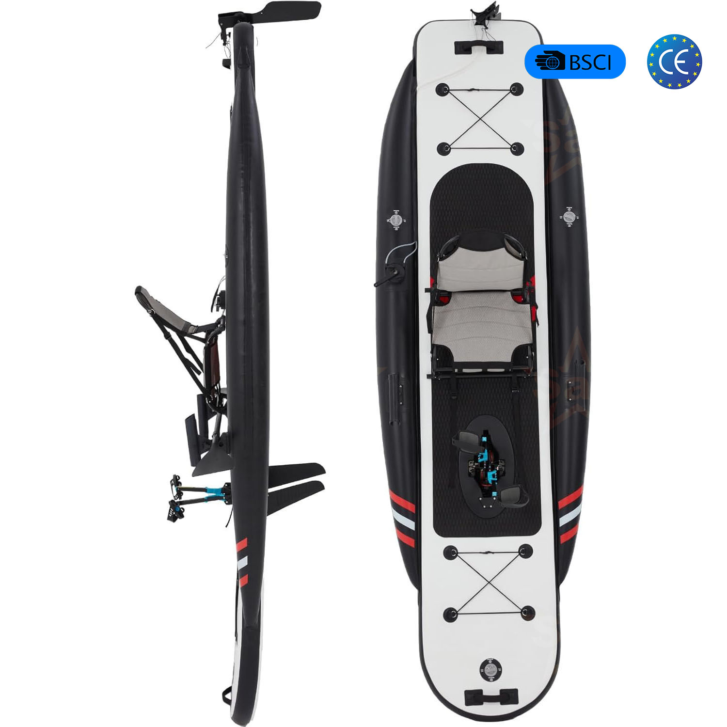 Fishing Kayak Pedal Drive - เรือคายัคพองลมคุณภาพสูงแบบใช้เท้าเหยียบ ดีไซน์พกพาสำหรับผู้ใหญ่ เหมาะสำหรับกิจกรรมสันทนาการทางน้ำ