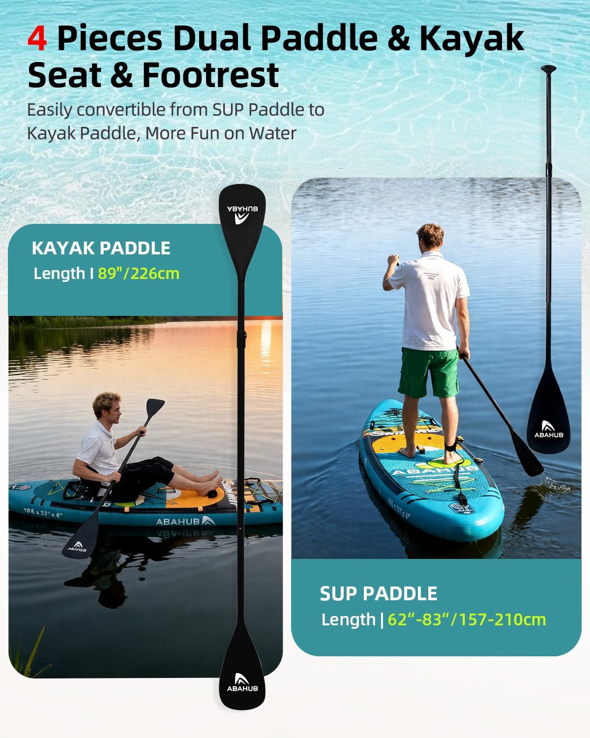 กระดานยืนพายแบบเป่าลมขนาดกว้าง - Fishing Kayak Paddle บทวิจารณ์และราคา